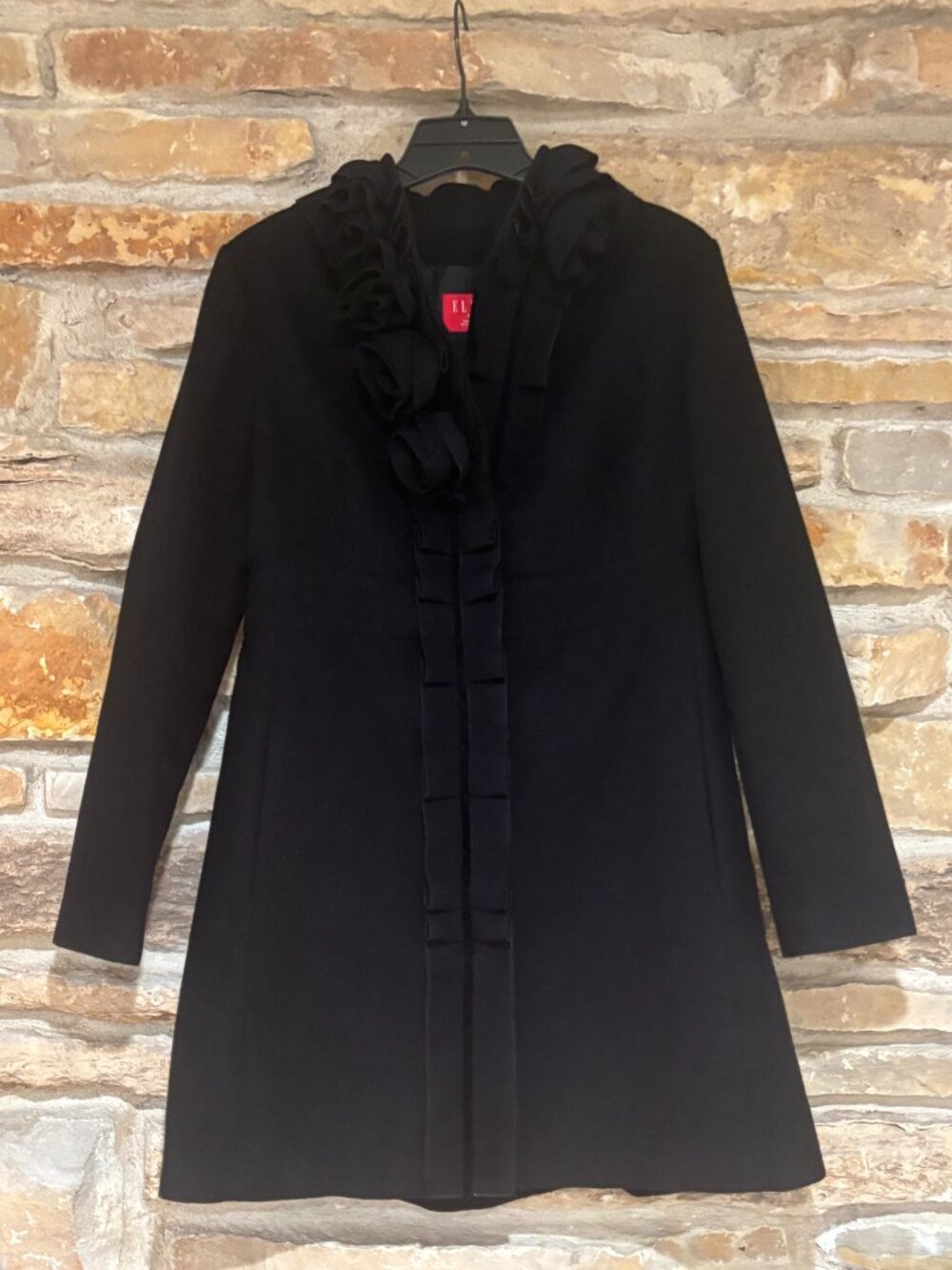 Womens "Elle" Black Dress Coat - Size Medium